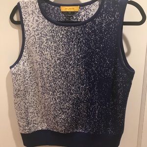 St. John sleeveless top in gradient blue-white
